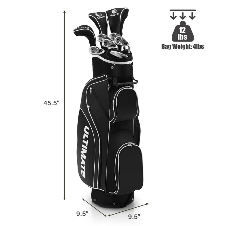Women's complete golf club set with alloy driver, lightweight stand bag, and various clubs for improved performance.