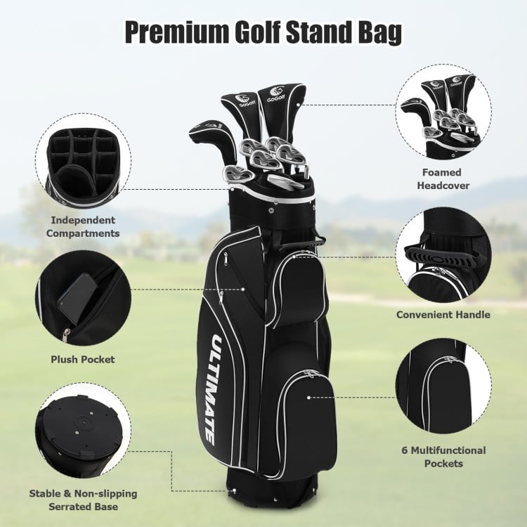 Premium golf stand bag with convenient handle, plush pocket, and stable base, designed for women's complete golf club.
