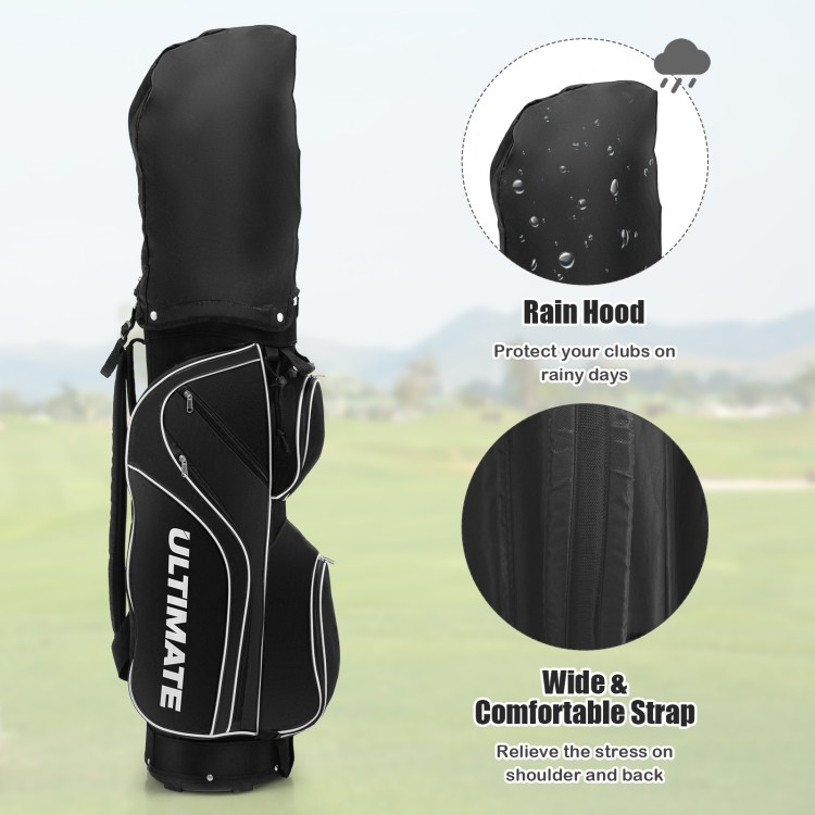 Lightweight stand bag with rain hood and comfortable strap for the 10 pieces women's complete golf club set.