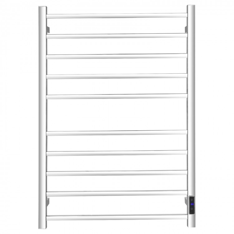 10-bar electric stainless steel towel warmer with mirror polished finish, wall-mounted design for optimal drying in.