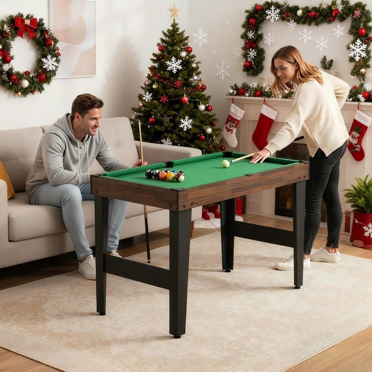 10-in-1 combo game table with green felt, featuring foosball and billiards, perfect for family entertainment.