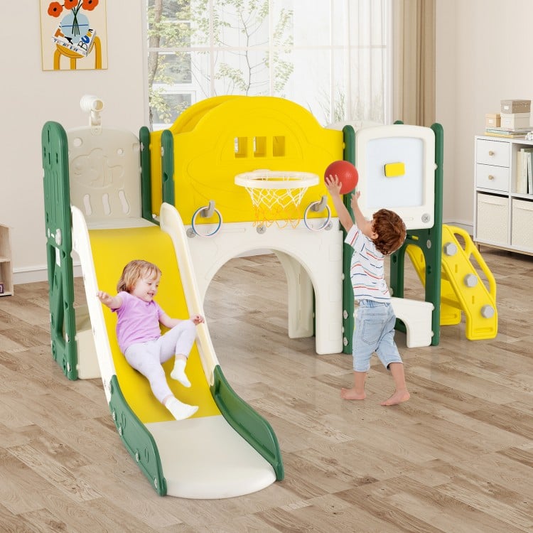 10 in 1 Toddler Slide Set Kids Slide and Climber Playset Indoor Playground - Gallery View 2 of 11