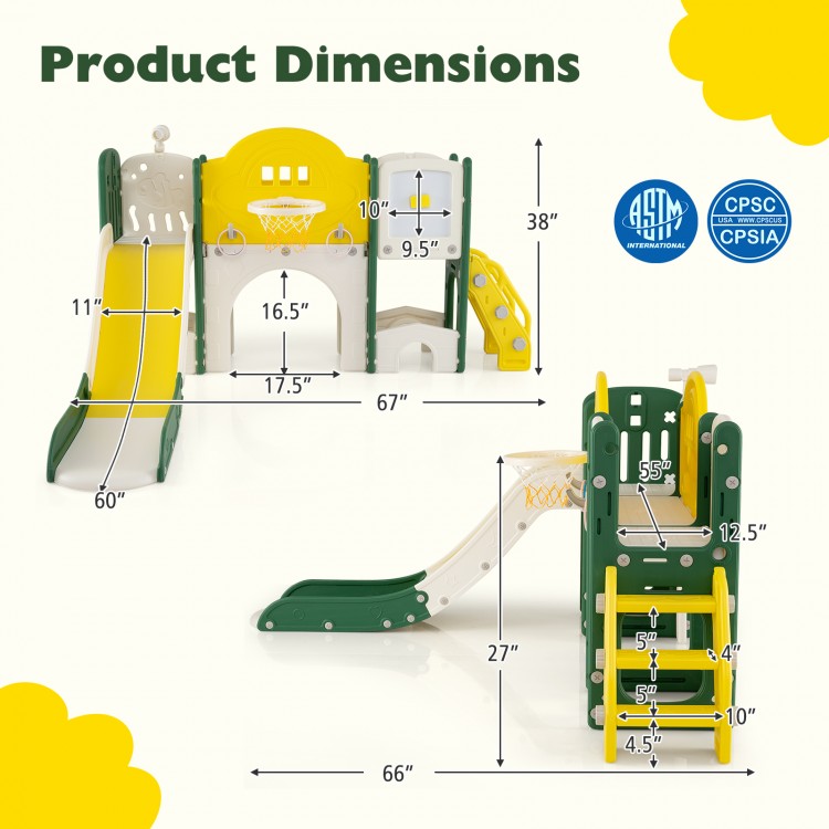 10 in 1 Toddler Slide Set Kids Slide and Climber Playset Indoor Playground - Gallery View 4 of 11