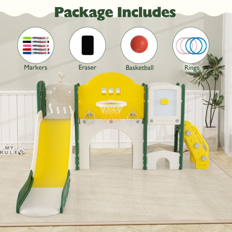 10 in 1 Toddler Slide Set Kids Slide and Climber Playset Indoor Playground - Gallery View 10 of 11
