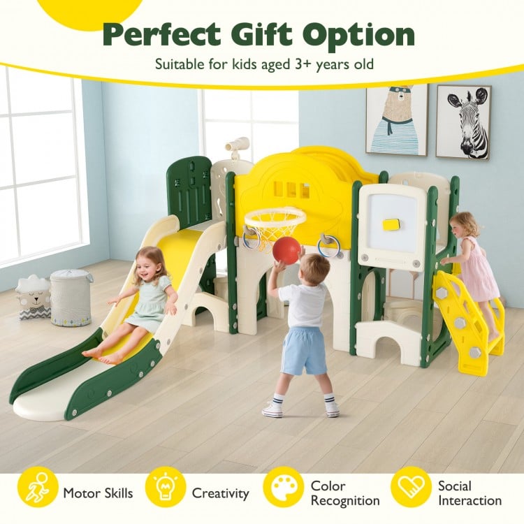 10 in 1 Toddler Slide Set Kids Slide and Climber Playset Indoor Playground - Gallery View 11 of 11