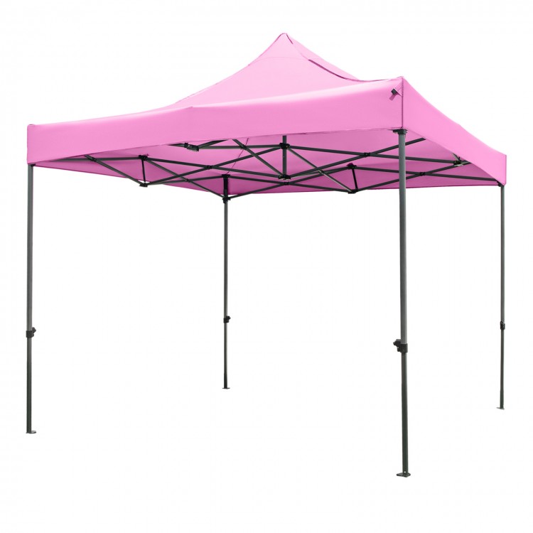 Pink 10 x 10 FT outdoor pop-up canopy tent with heavy-duty structure, ideal for parties and events.