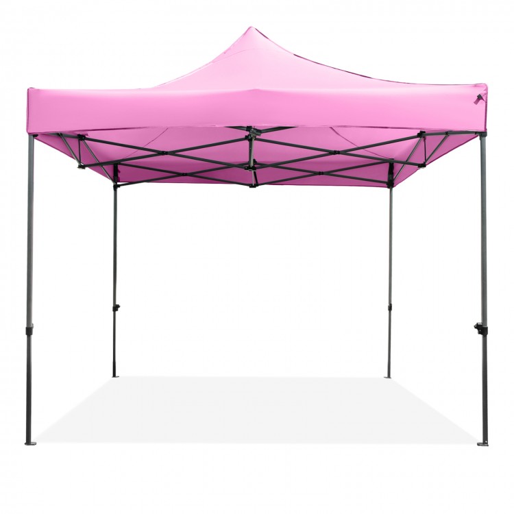 Pink 10 x 10 FT outdoor pop-up canopy tent with sturdy metal frame, ideal for events and easy setup.