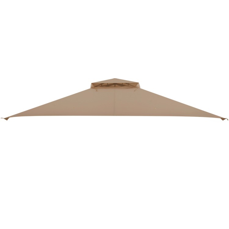 10 x 12 feet brown gazebo replacement top with air vent, drainage holes, and breathable mesh for outdoor gatherings.