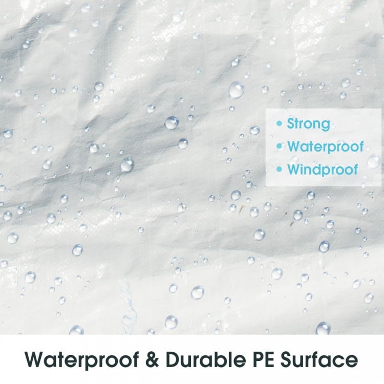 Close-up of waterproof PE surface of a 10 x 30 feet gazebo canopy tent, showcasing durability and rain protection.