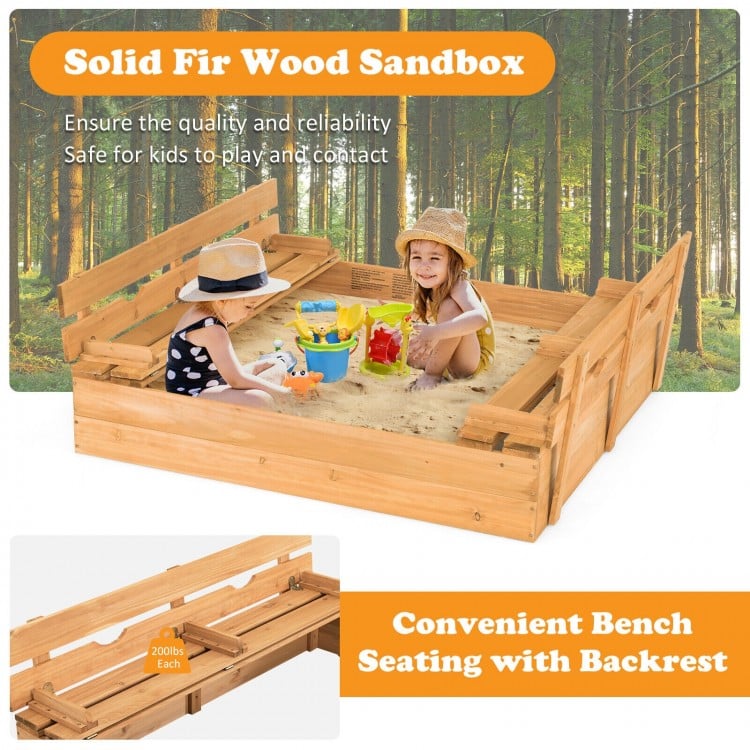 Close-up view of the smooth, polished surface of the kids' wooden sandbox made of fir wood, ensuring safety for.