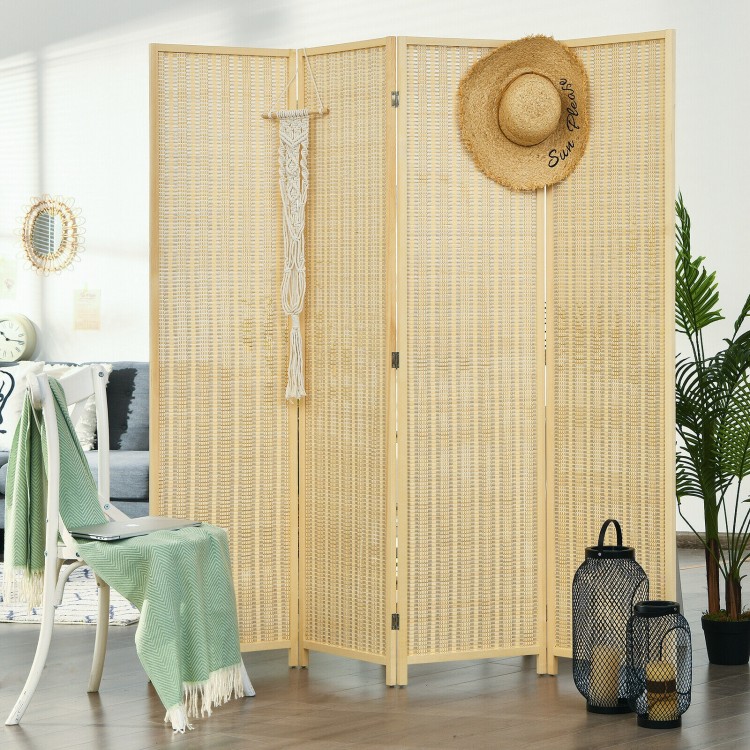 Natural 6 ft 4 panel folding room divider screen with sturdy construction, ideal for creating private spaces in any.