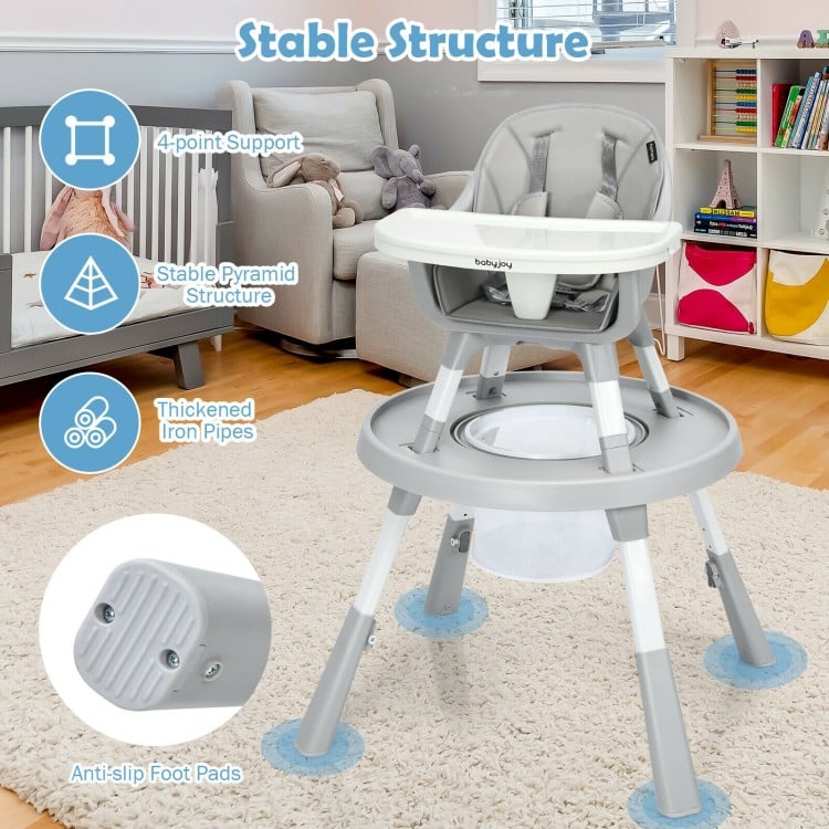 6-in-1 Baby High Chair Infant Activity Center with Height Adjustment-GrayCostway Gallery View 2 of 12
