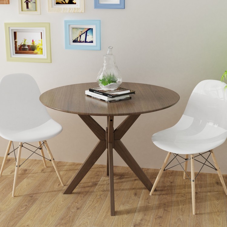 36 Inch Round Wood Dining Table with Intersecting Pedestal Base - Gallery View 6 of 12