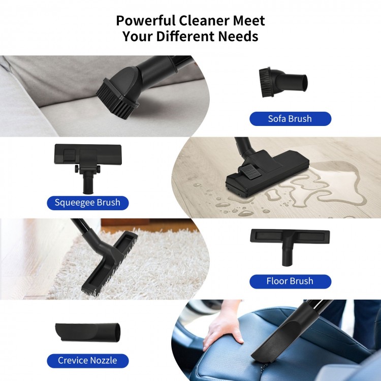 Sofa brush, crevice nozzle, and floor brush attachments for the 3 in 1 wet dry vacuum cleaner, ideal for versatile.