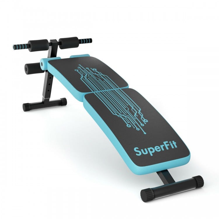 Adjustable abdominal twister trainer in blue, designed for versatile workouts targeting multiple muscle groups.