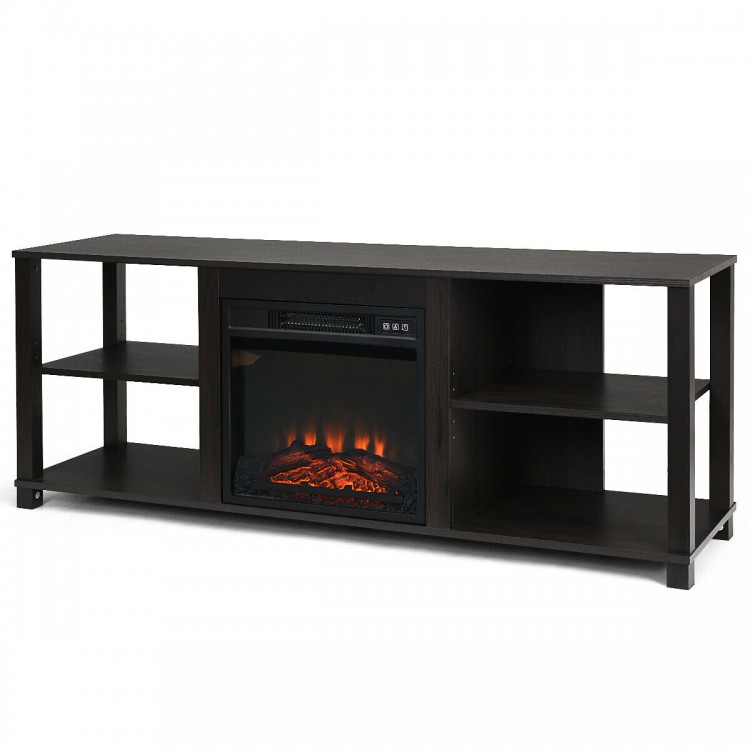 2-Tier TV storage cabinet console with adjustable shelves, made of MDF, fits up to 65-inch TV, perfect for living room.