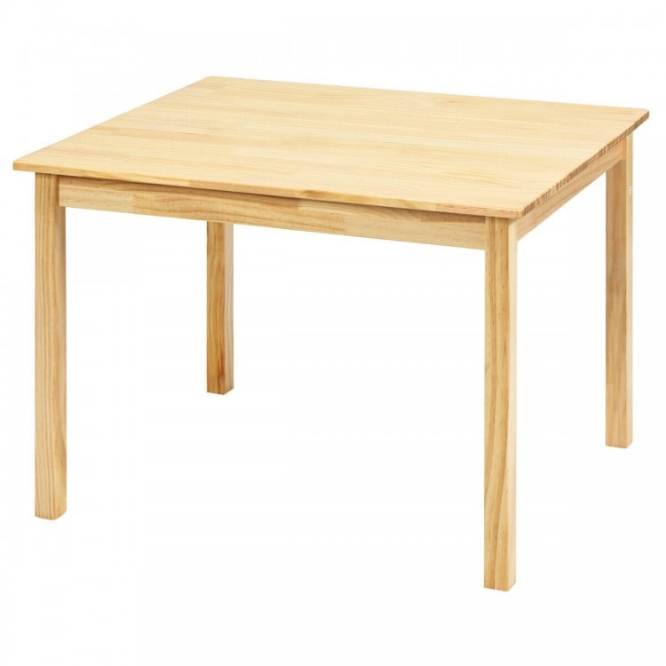 Natural pine wood rectangular table from the 5 Pieces Kids Table Chair Set, ideal for indoor or outdoor use.