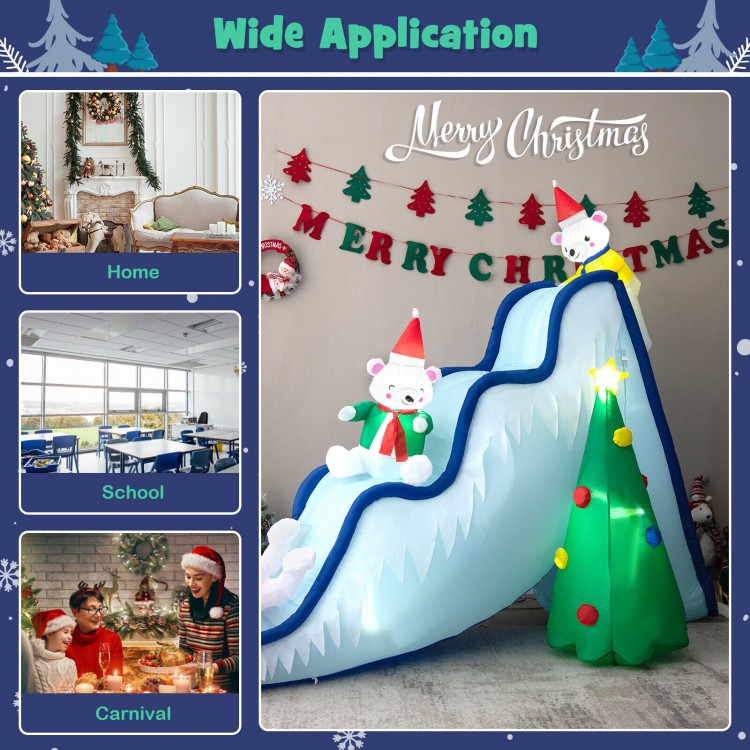 9 feet inflatable polar bear slide decoration with LED lights, perfect for Christmas celebrations at home, school, or.