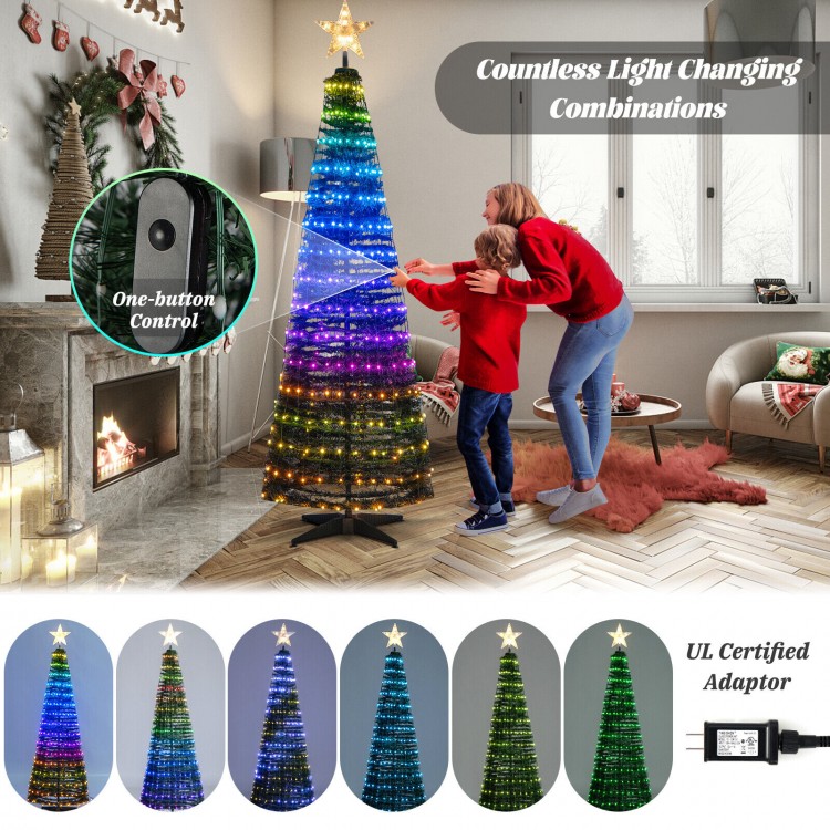 6.2 feet pop-up lighted Christmas tree with 282 RGB LED lights, featuring smart lighting and a sturdy metal frame for.