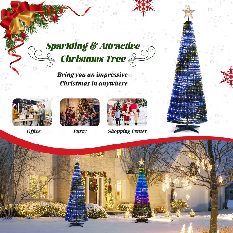 6.2 feet pop-up lighted Christmas tree with 282 RGB LED lights, perfect for festive indoor and outdoor celebrations.