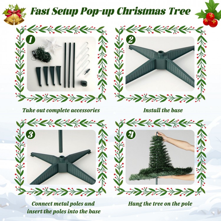 Pop-up 6.2 feet Christmas tree with 282 RGB LED lights, easy setup, perfect for indoor and outdoor festive decor.