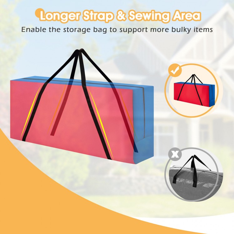 Carrying bag for 4-to-Score Giant Game Set in red and blue, featuring durable zipper and ergonomic shoulder straps.