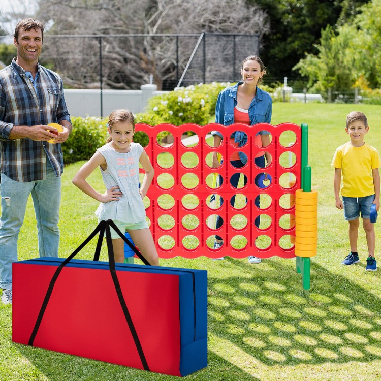 Carrying bag for 4-to-Score Giant Game Set, made of durable Oxford cloth, featuring ergonomic handles for easy.