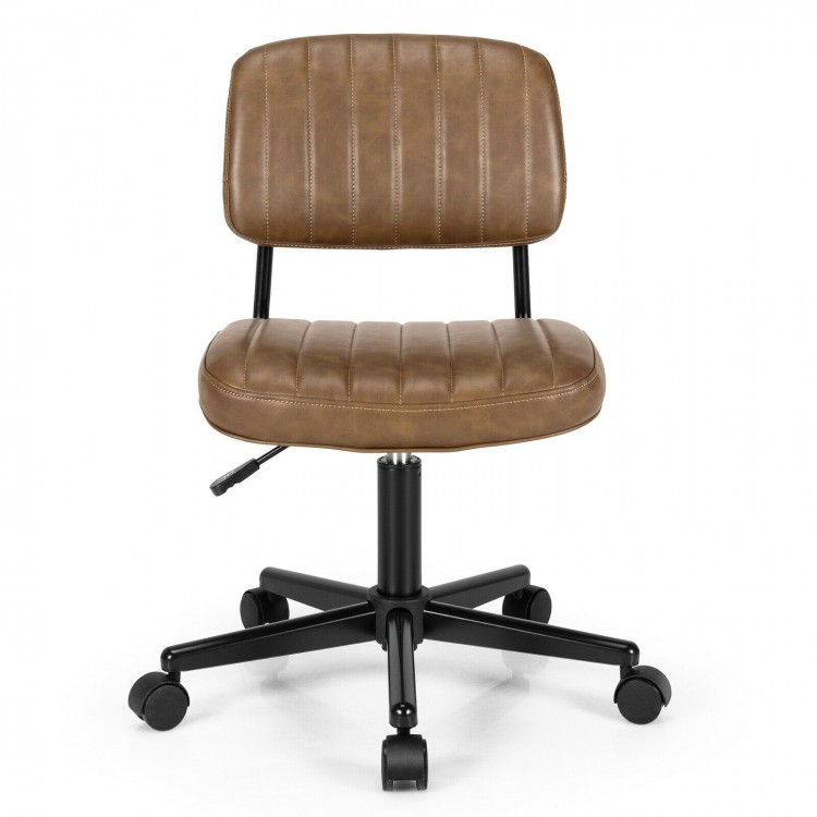 Brown PU leather adjustable office chair with a comfortable seat and backrest, designed for ergonomic support in.