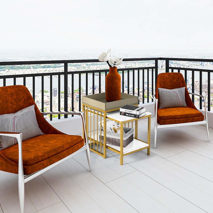 Nesting coffee table set featuring a 2-tier design and tray top, ideal for living room storage and display.