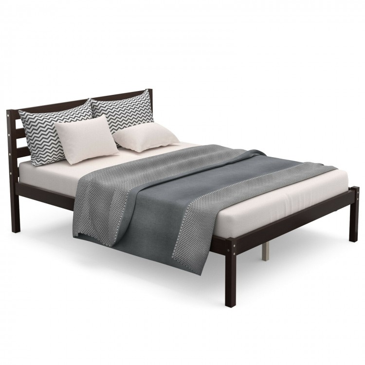 Full size bed frame foundation showcasing solid wooden slats and a contemporary design, perfect for maximizing.