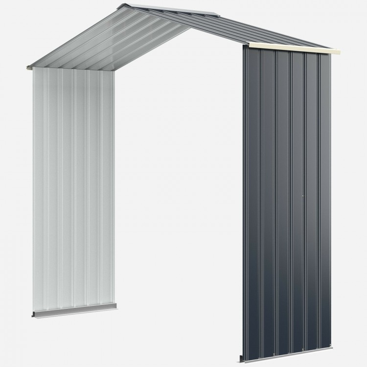 Outdoor storage shed extension kit for 7 ft shed width, made of durable color coated steel, expands storage by 14.7 ft².