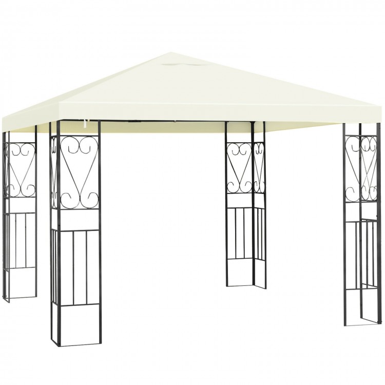 10 x 10 feet patio gazebo canopy tent with decorative patterns and sturdy steel frame, perfect for outdoor gatherings.