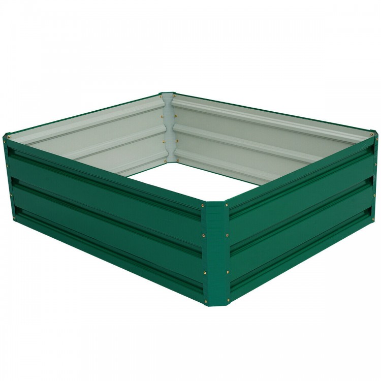 40-inch by 32-inch green metal raised garden bed for planting vegetables and flowers, suitable for outdoor use.