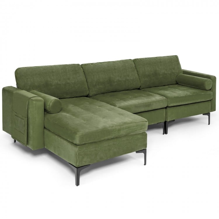 Modular Modern L-shaped 3-Seat Sectional Sofa with Reversible Chaise and 2 USB Ports - Gallery View 1 of 10