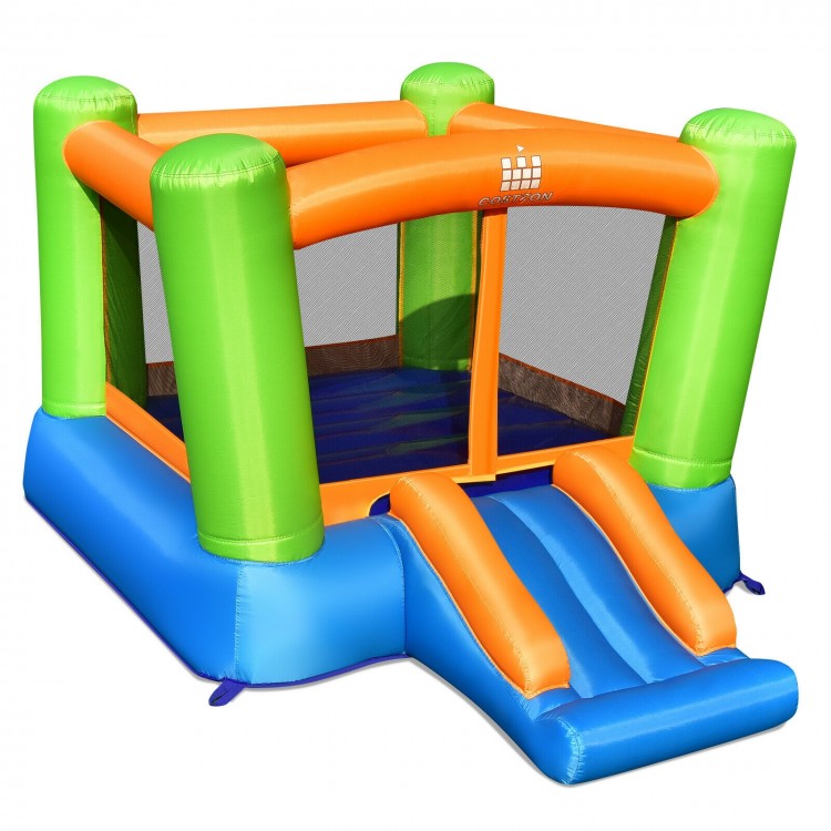 Brightly colored kids inflatable bounce house with slide, made of waterproof oxford cloth, perfect for indoor and.