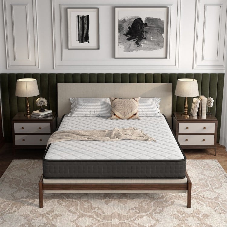 Top view of the 8-inch queen size memory foam mattress, highlighting its breathable cover and multi-layer foam.