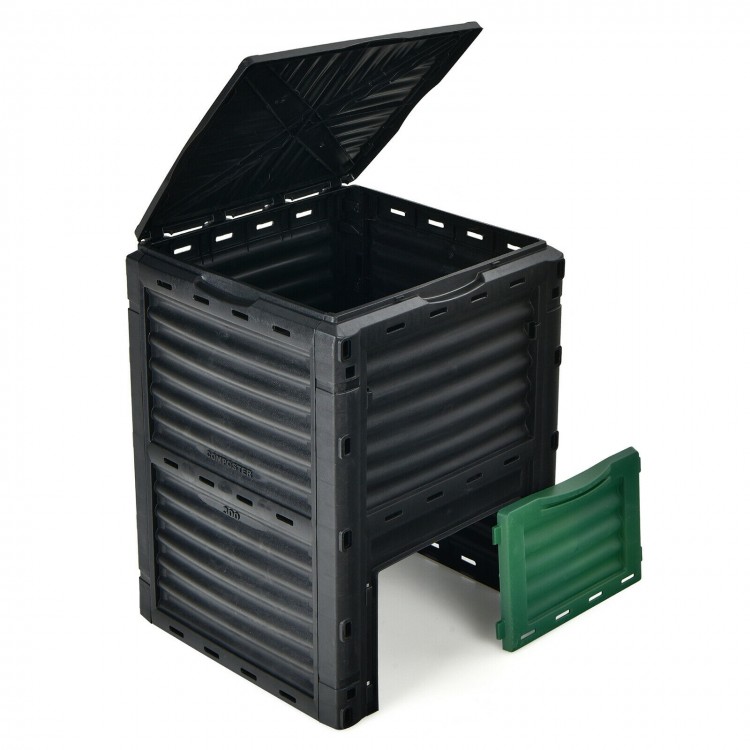 80-Gallon Outdoor Composter with Large Openable Lid and Bottom Exit Door - Gallery View 4 of 11