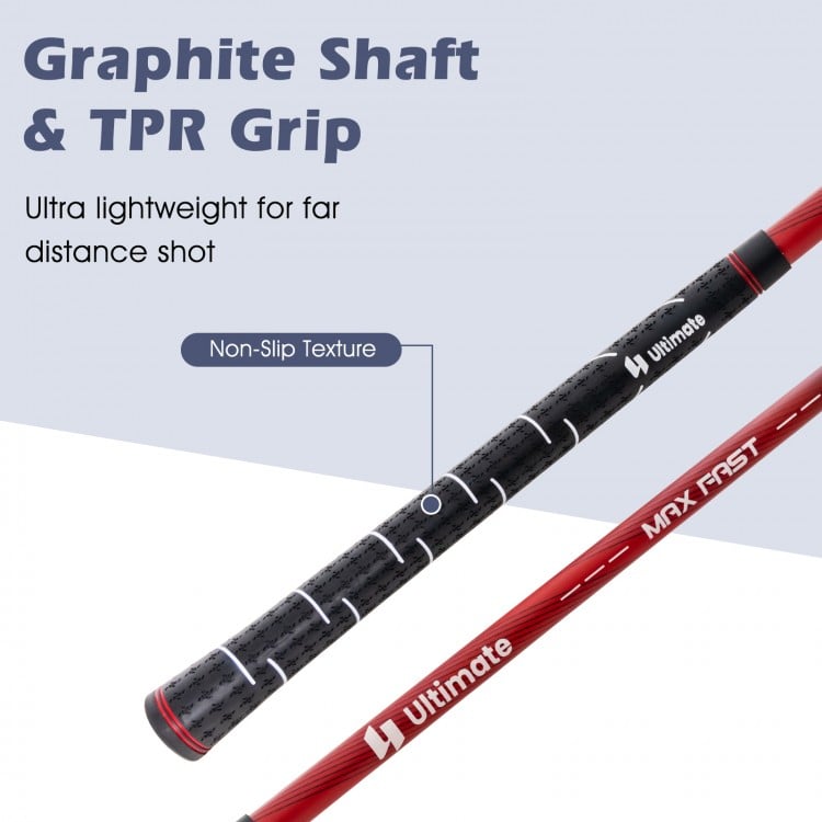 Close-up of the graphite shaft and non-slip TPR grip, designed for the 11 Pieces Complete Golf Club Package Set.