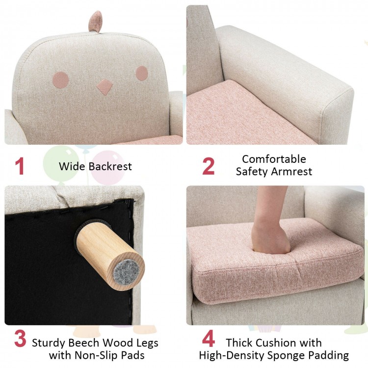 Kids Sofa with Armrest and Thick Cushion-PinkCostway Gallery View 11 of 12