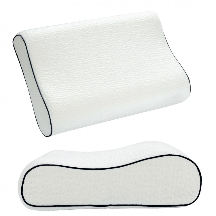 Orthopedic contour memory foam sleep pillow with ergonomic curves for neck support, suitable for all sleeping positions.