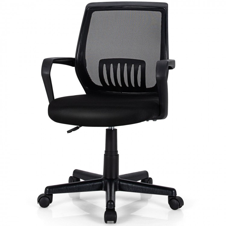 Mid-back mesh executive chair with lumbar support, height adjustable, and 360° swivel for home or office use.