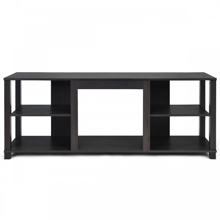2-Tier TV storage cabinet console with adjustable shelves, featuring rich textured veneer, ideal for organizing media.