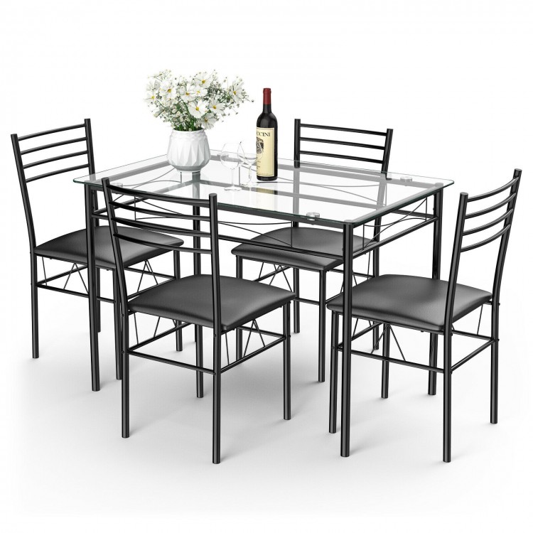 Detail view of the black upholstered dining chair with a sturdy metal frame, designed for comfort and style in dining.