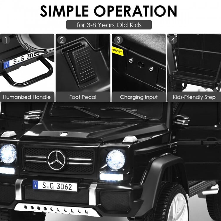 Humanized handle and foot pedal of the 12V licensed Mercedes-Benz kids ride-on car for easy operation and fun driving.