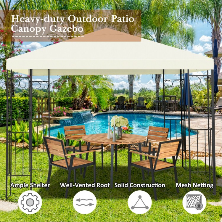 Patio gazebo canopy tent with solid steel frame and decorative patterns, perfect for outdoor gatherings and shelter.