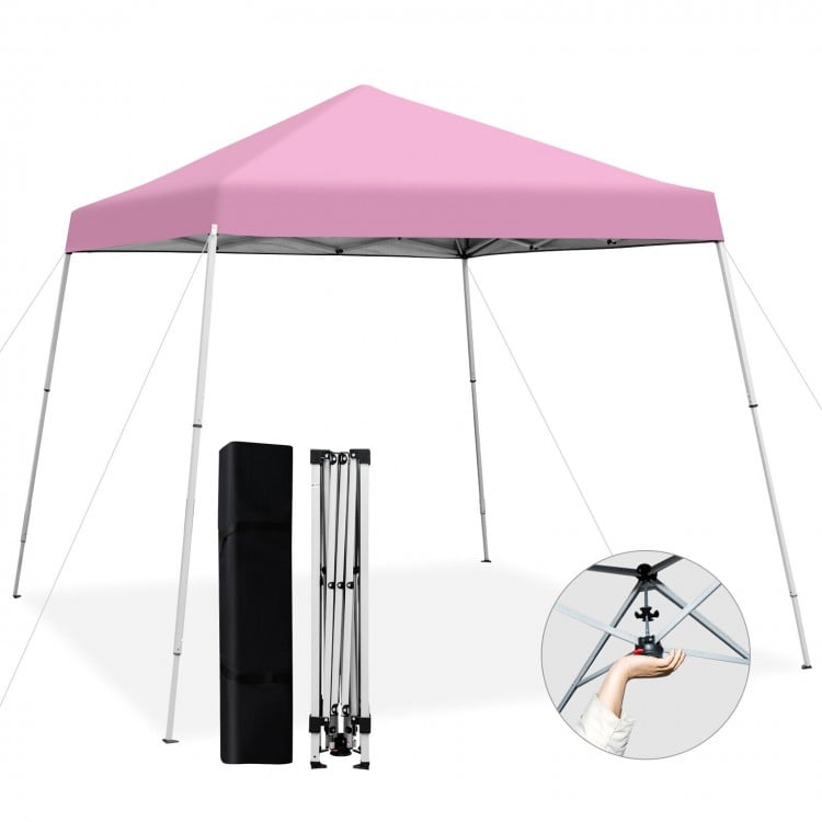 Pink 10 x 10 feet outdoor instant pop-up canopy with carrying bag, perfect for outdoor events and easy to set up.