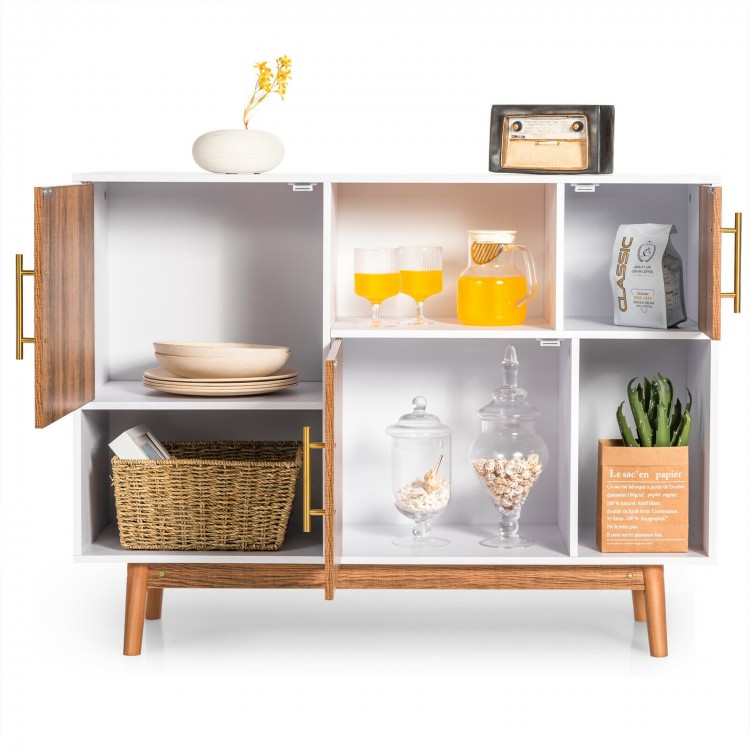 Sideboard storage cabinet with six compartments, engineered wood, and a stylish design, perfect for living room or.