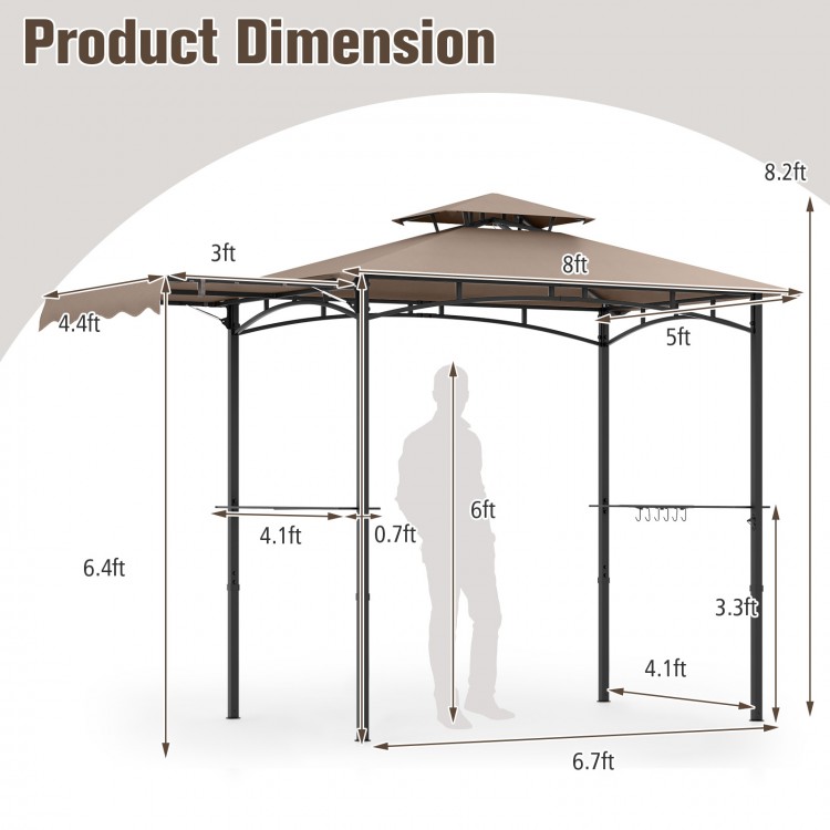 11 x 5 FT Grill Gazebo with Side Awning and Double-Tiered Top - Gallery View 5 of 10