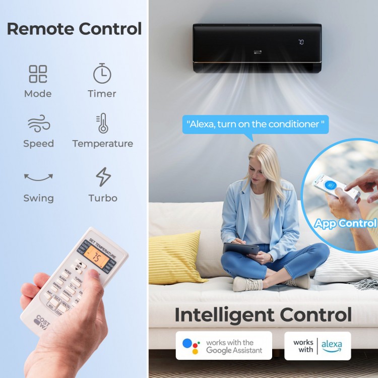 GreyVolt Series 12000 BTU 22 SEER2 115V WiFi Enabled Mini Split AC Compatible with Alexa Gray - Gallery View 5 of 10