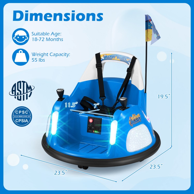 12V Kids Ride On Bumper Car with Remote Control and Flashing Lights - Gallery View 4 of 13